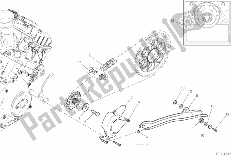 All parts for the Front Sprocket - Chain of the Ducati Superbike Panigale V4 R USA 1000 2020